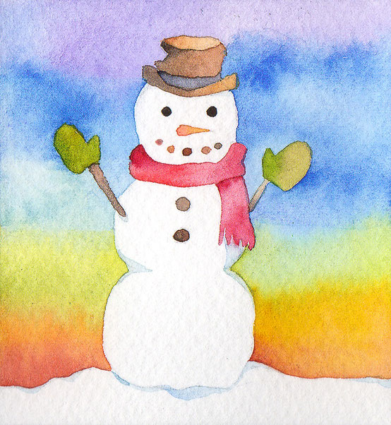 水彩画「little snowman」