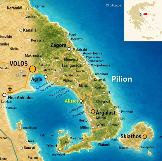 Das Dorf Afissos auf der Pilion Halbinsel (Peleon auf altgriechisch)