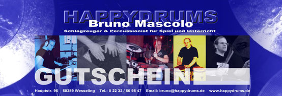 Last-Minute Happydrums Gutschein für Schlagzeugunterricht, Cajonunterricht & mehr