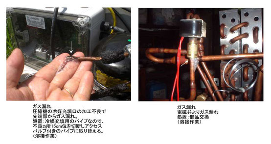 ガス漏れ　冷えない　修理　冷蔵庫　冷凍庫　チラー