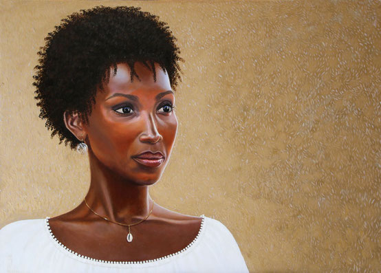 peinture-hyperrealisme-femme-africaine-or-sylvie-roussel-meric-art
