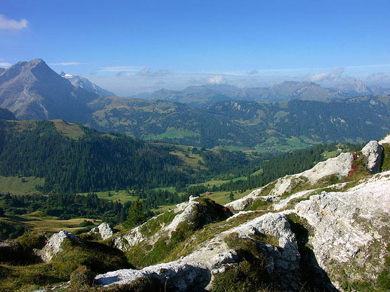 Weitwandern auf dem Bärentrek-Via Alpina vom Berner Oberland in die Westschweiz: Blick in die Westschweiz