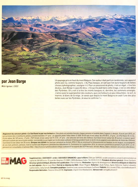 Magazine Sud-Ouest Le Mag - Concours photo - 2015 