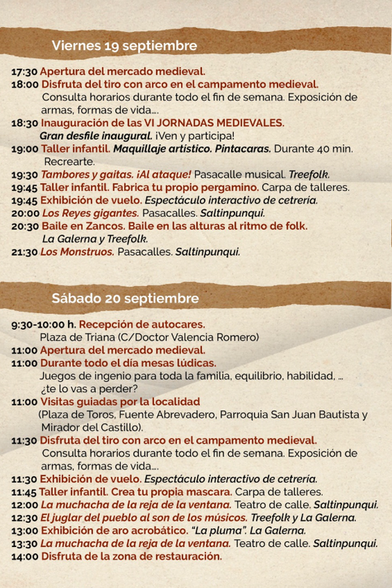 Programa de las Jornadas Medievales en El Castillo de las Guardas