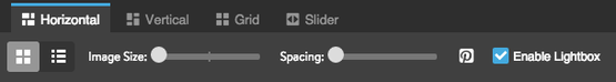 Horizontal Photo Gallery Settings