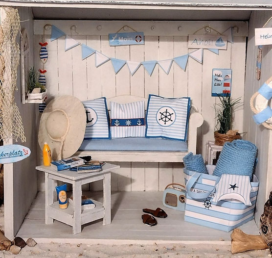 Miniatur-Strandhütte 1:12  Einrichtung