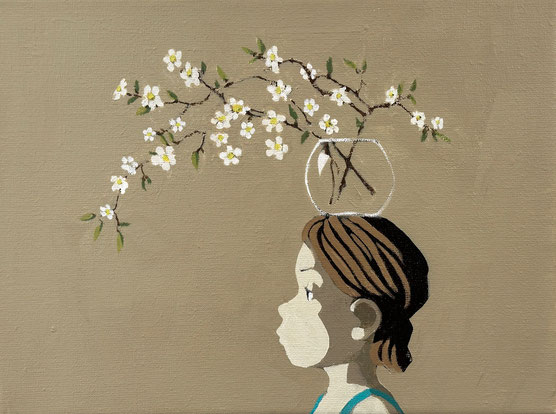 cherry blossoms - Acryl auf Leinwand, 30x40cm, 2024