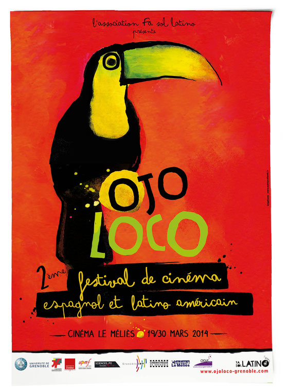 affiche ojo loco peinture toucan festival cinéma espagnol et latino américain