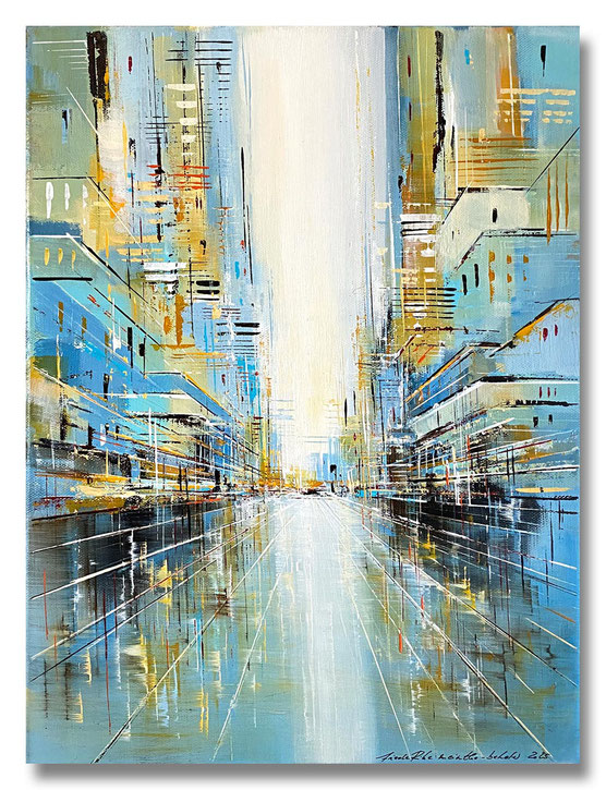 05 „STADTLANDSCHAFT“ – Mischtechnik auf Leinwand auf 2cm Keilrahmen – licht- und farbecht endfixiert – 30x40 - Bildpreis: 200€