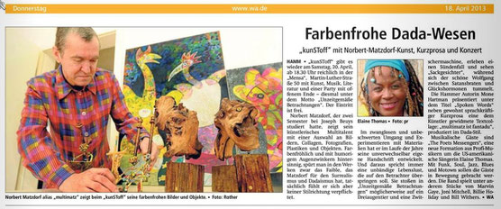 Artikel: Lizenz/WA Hamm, 18.02.2013 - Multikünstler Norbert Matzdorf