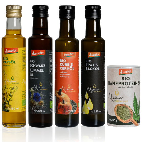 Öle, Essige, Mehle - Bequem online einkaufen in Bio-Qualität - Allgäuer Ölmühle