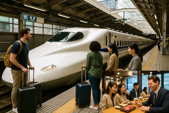 Shinkansen bullet train at Tokyo Station platform ready for departure