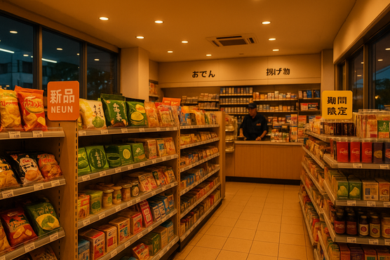 Interior of a Japanese convenience store with various products
