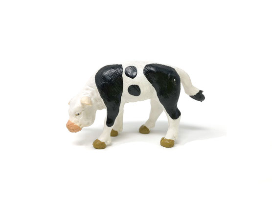 Stehendes schwarz-weißes Kalb mit weißem Kopf (Farbvariante) von Schleich mit der Artikelnummer: 13111