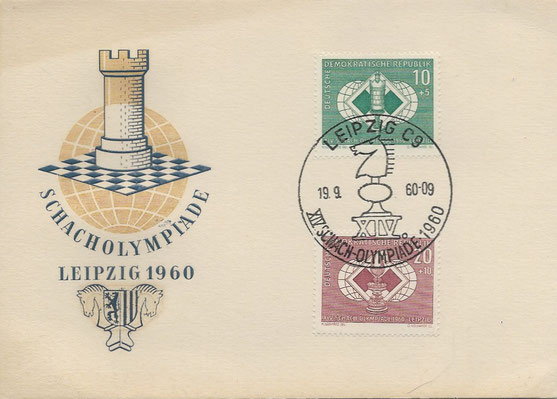 Special postcard overprinted GDR chess olympics