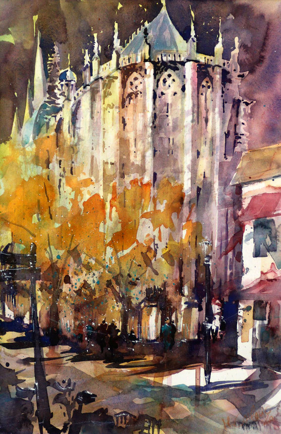 Aachen Dom, (Aquarell), 42 x 60 cm