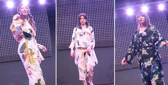 1/24日のファッションショーで広告モデルに選ばれました。左からサリさん、滋賀あやのさん、茜音愛さん。