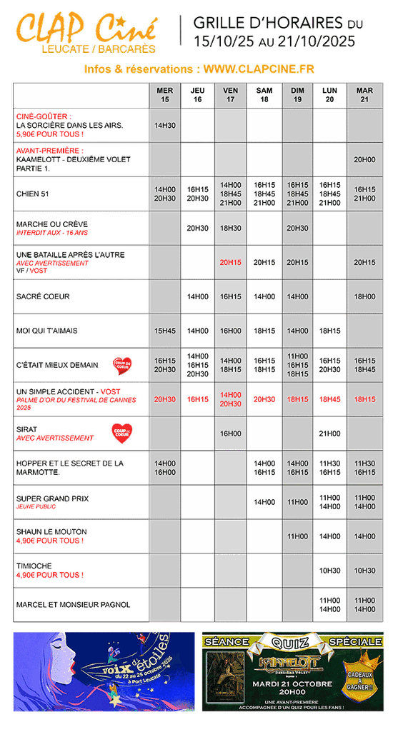 Réduction cinéma perpignan leucate LOISIRS 66 Clap ciné barcares
