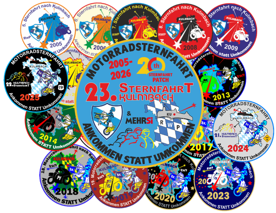 Sternfahrtpatch Kulmbach, Sternfahrtpatch, Patch Kulmbach, Sternfahrt, Sternfahrtpatch.de, Blue Knights® Germany XIV Mittelfranken, Patch: Secretary Alfons Ulrich "Alf", Blue Knights®,  Sternfahrten nach Kulmbach, MEHRSi, Germany XIV , Kulmbach, LEMC