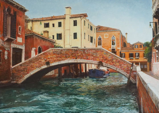 「L'acqua del canale a Venezia/ヴェネツィアの運河の水」油彩・板　25×35cm  350,000円（税抜）