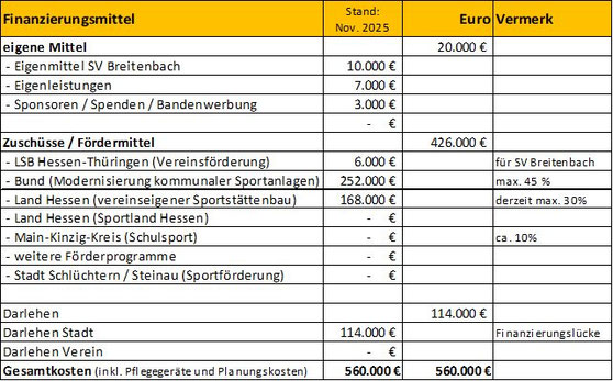 Kostenplanung Kunstrasenplatz für Schlüchtern