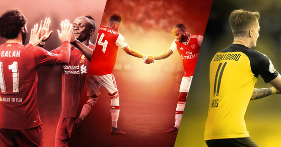 Marco Reus et Paco Alcácer - Mohamed Salah et Sadio Mané - Pierre-Emerick Aubameyang et Alexandre Lacazette - Football Design #2