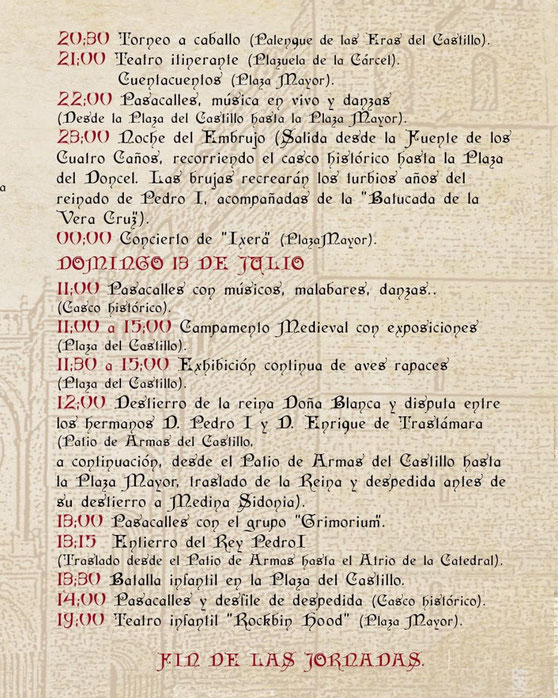 Programa de las Jornadas Medievales de Siguenza