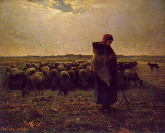 Jean-François Millet, "Pastorella con il suo gregge" (1863 ca.)