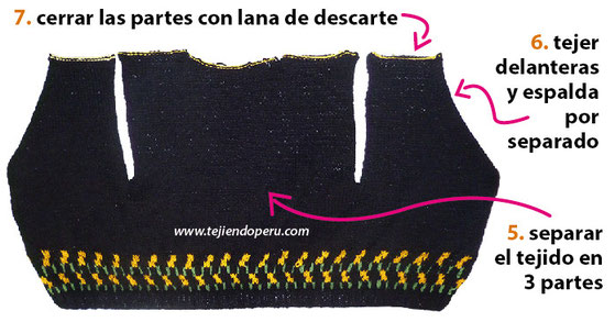 Cómo tejer un chaleco con borde decorado en 3 colores