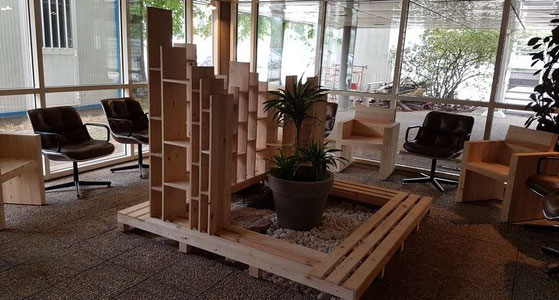 étagère sur mesure, agencement sur mesure d'une salle de repos (Ardéche)