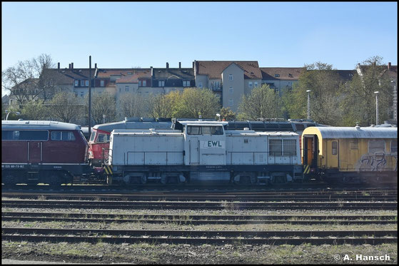 202 535-1 von EWL steht am 11. April 2026 bei Flex/LDK in Leipzig-Süd abgestellt