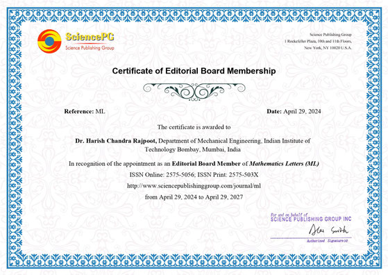 Certificate of Editorial Board Membership