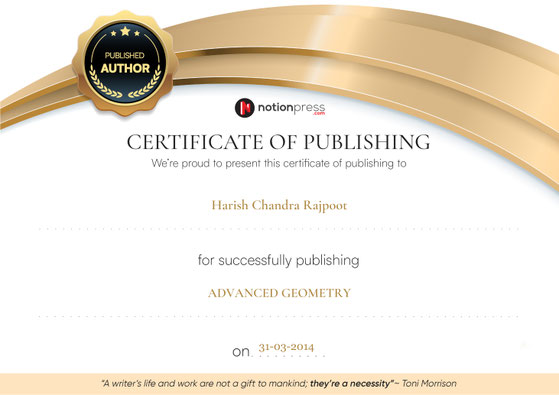 Certificate of Authorship for publishing Advanced Geometry in Mathematics. 