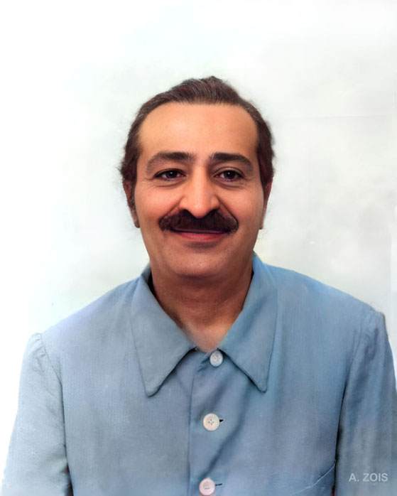 1950s : early passport photo.  Image rendition by Anthony Zois.
