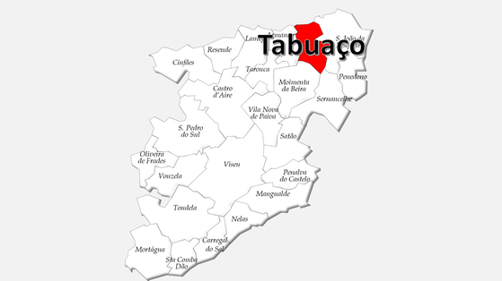 Localização do concelho de Tabuaço no distrito de Viseu