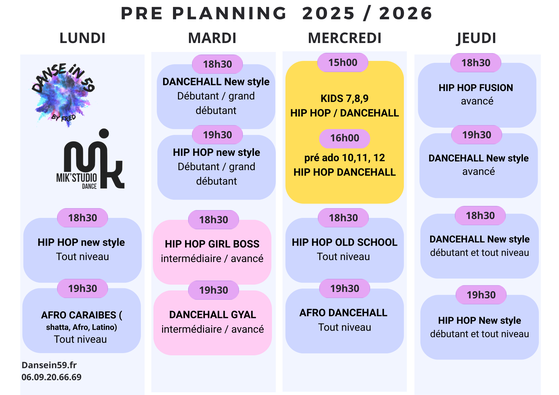 Panning 2025 - 2026 Danse in 59