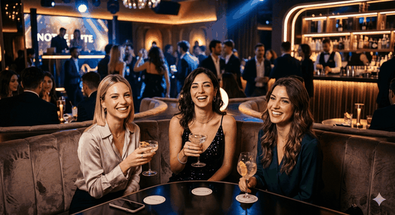Ragazze immagine al lavoro in un night club elegante