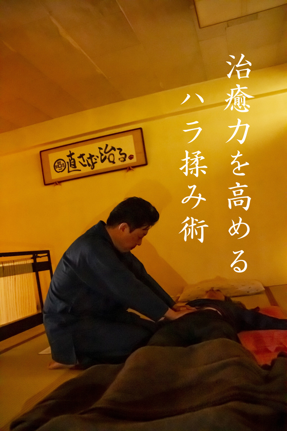 深く柔らかく内蔵を一つ一つ揉みほぐしていく「ハラ揉み術」(わごいち独自技術)