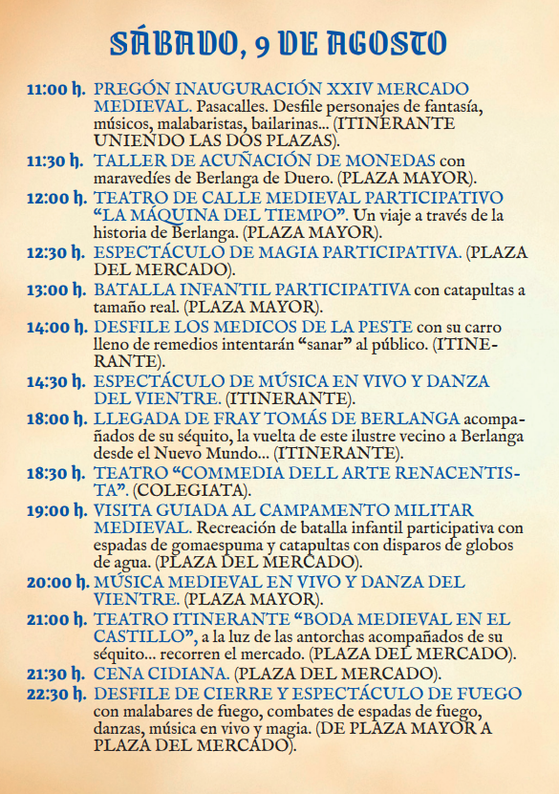 Programa del Mercado Medieval de Berlanga de Duero