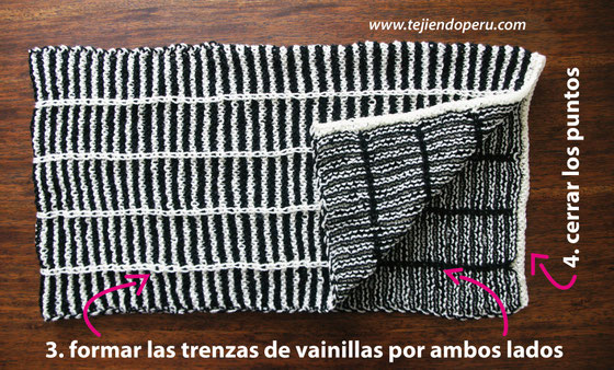 Chal con trenzas de vainillas tejido en dos agujas o palitos!
