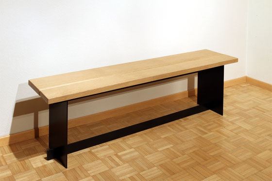 Sitzbank, Bank, bench, gravity-fixed, Eiche, Stahl, 