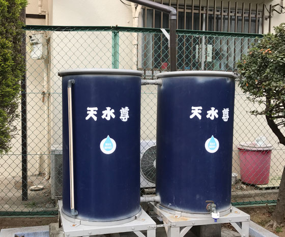 ☆墨田区向島 てらじま広場の「天水尊」。雨水のタンク。