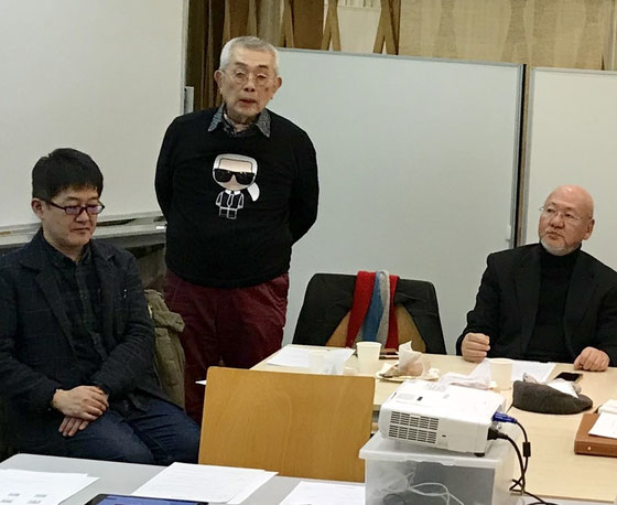 ☆昨年末ご入会の三名様。左から深野暁雄さん、神崎公伸さん、寒田寛(ソウダヒロシ)さん。