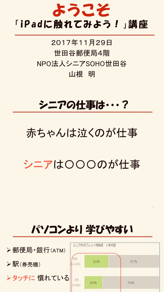 ☆山根のプレゼン資料は表紙を入れて6ページ。