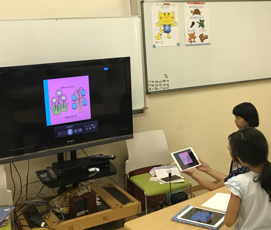 ☆出来上がった作品を皆さんに披露中。ナレーション付き。