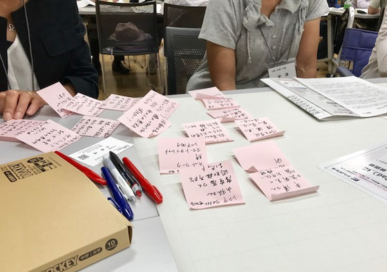☆第二部 意見交換会。それぞれ「島」に分かれて、テーマ「協議会に求めること」について討議。