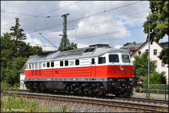 Ohne WFL-Frontlogos steht die Lok am 10.07.2025 in Hohenstein-Ernsttal. Die Maschine war dort im Bauzugdienst tätig