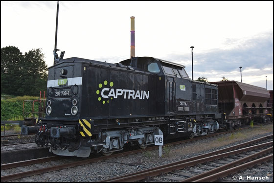 Am Abend des 18.07.2025 steht die Lok im Chemnitzer Außenbahnhof. Inzwischen gehört die Lok der Firma ITL/Captrain, trägt aber noch das schwarz des Vorbesitzers