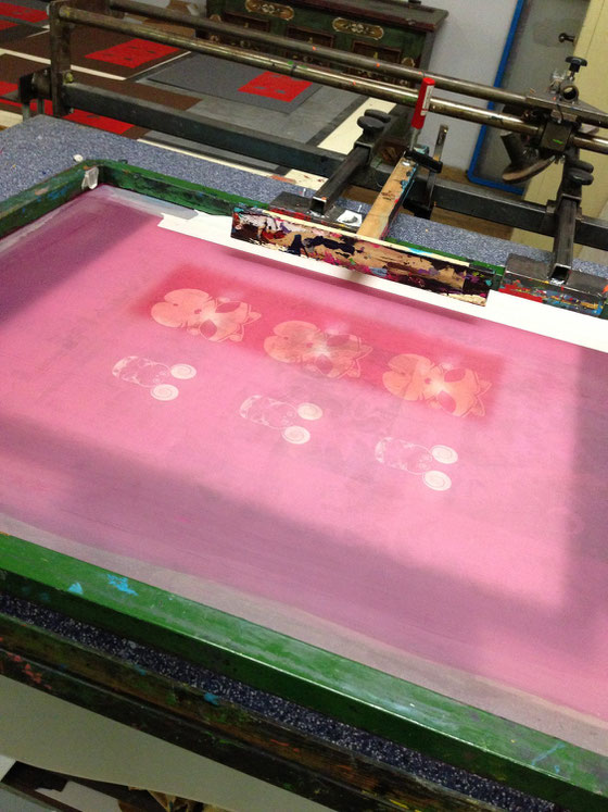 Producing the wrapping paper and the greeting cards