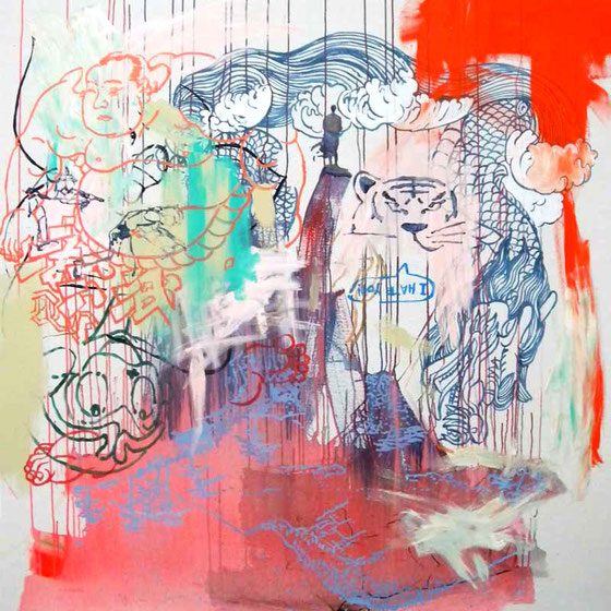 JUDAS ARRIETA Heroes have not homeland  150x150cm  acrylic & marker on canvas  2010